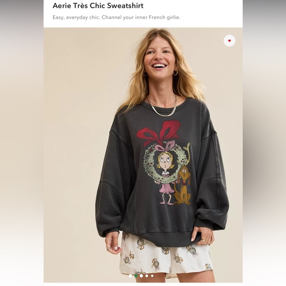 Aerie Tres Cindy Lou Who Grinch Chic Sweatshirt XS - Picture 4 of 11